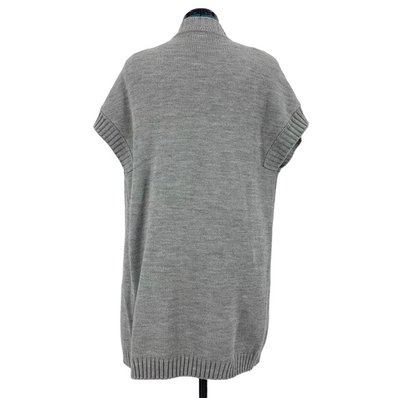 Lolë Grey Thigh Length Cap Sleeve Open Front Knit Cardigan, One Size - Picture 6 of 16